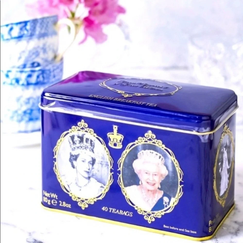 🇬🇧 QUEEN ELIZABETH II ENGLISH BREAKFAST TEA Sealed Tin w/ 40 English teabags ✨